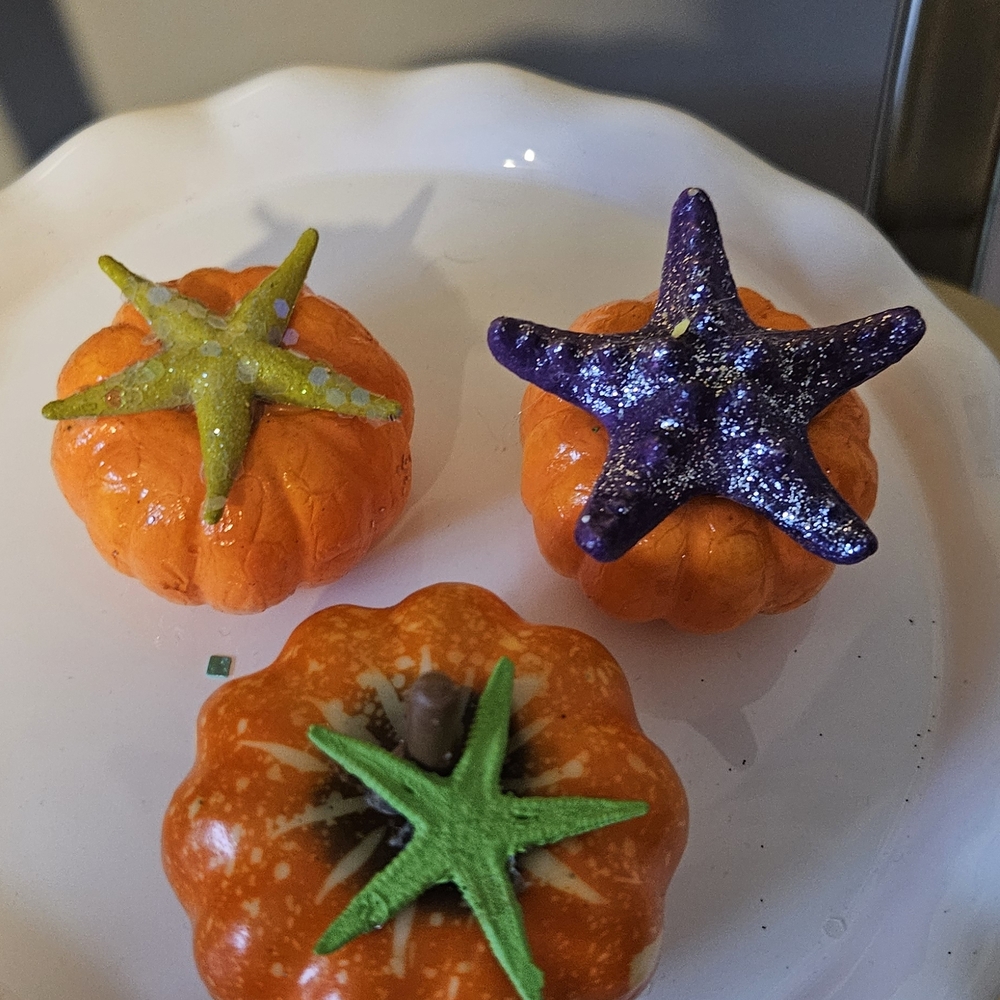 Decorative Orange Pumpkins with Starfish Accents